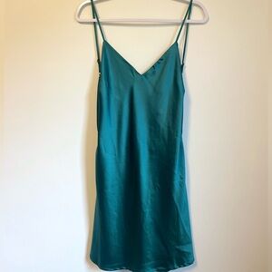 Emerald Green Satin Mini Dress